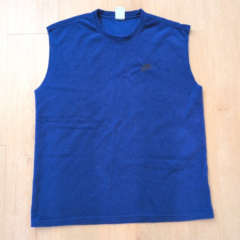 Nike Mens Small  Sleeveless Fleece Terry Top Royal Blue Futura Logo Muscle